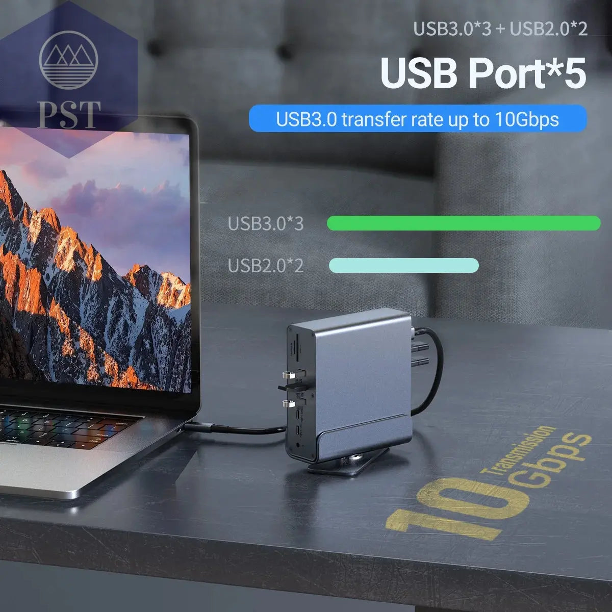 15 in 1 USB-C Docking Station 4K HD Vertical Hub with Triple Monitor ,RJ45 1000M,USB 3.0/2.0,PD 3.0,Sd/Tf,Audio 3.5       PST PS Tradings
