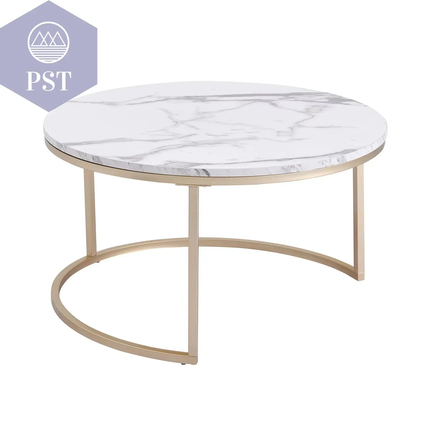 Couchtisch Set Mit Marmorstruktur Für Wohnzimmer, Sofa, Seitlicher Runder Kaffee- Und Teetisch, 2-In-1-Kombinationsmöbel, Goldenes Weiß PST PS Tradings Tische PST PS Tradings  PST PS Tradings Couchtisch Set Mit Marmorstruktur Für Wohnzimmer, Sofa, Seitlicher Runder Kaffee- Und Teetisch, 2-In-1-Kombinationsmöbel, Goldenes Weiß Tische