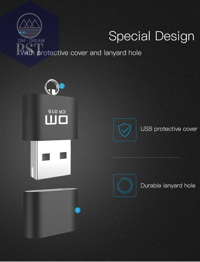 DM CR015 Micro SD Card Reader with innovative TF card slot change the card reader into a usb flash drive for computer or for car       PST PS Tradings