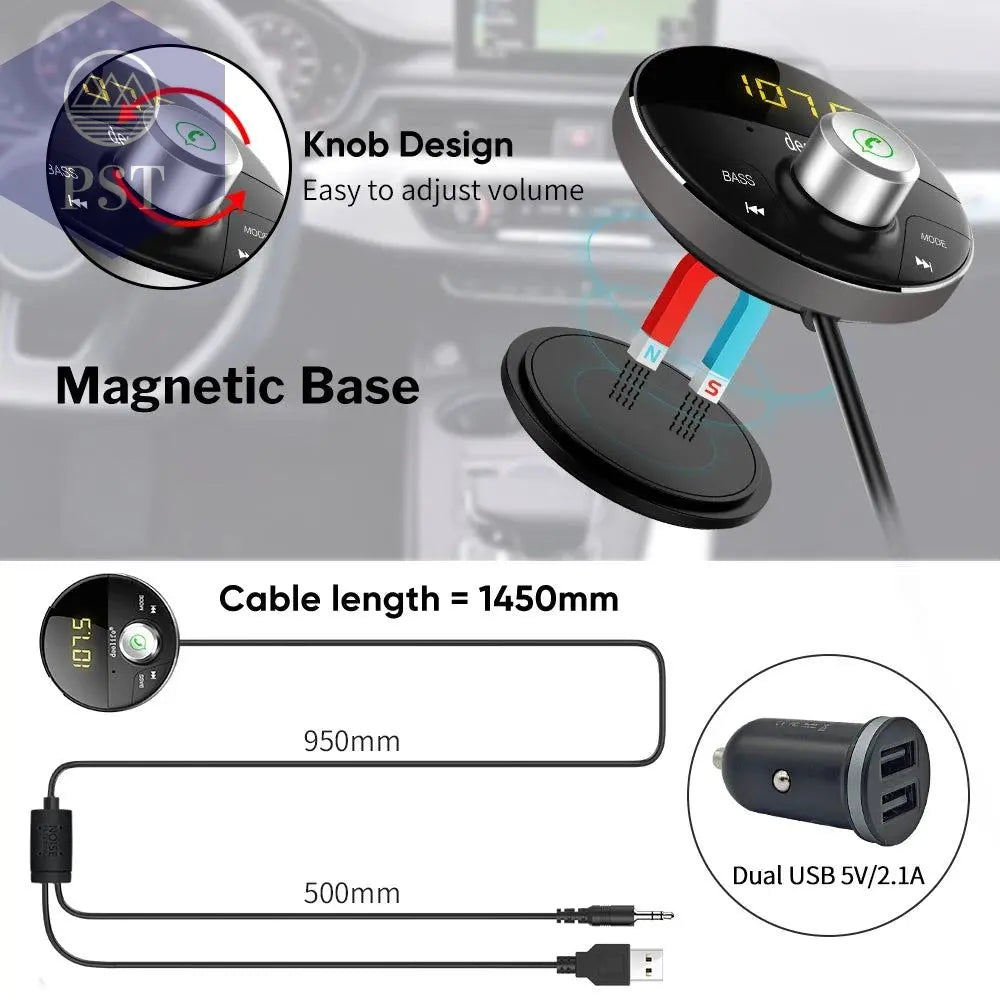 Deelife Bluetooth AUX Adapter in Car Handsfree Kit BT 5.0 Audio Receiver for Auto Phone Hands Free Carkit FM Transmitter - PST PS Tradings