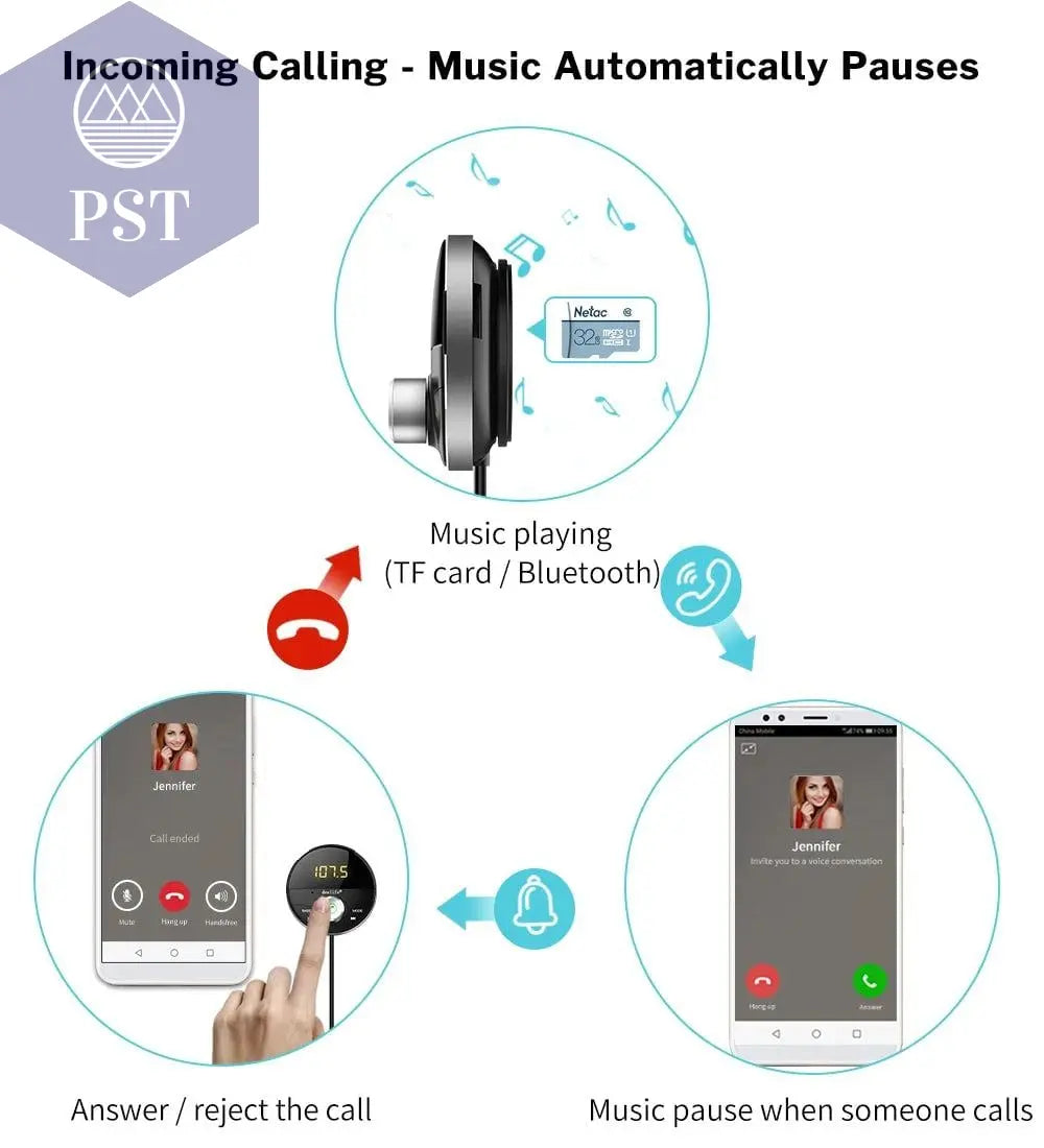 Deelife Bluetooth AUX Adapter in Car Handsfree Kit BT 5.0 Audio Receiver for Auto Phone Hands Free Carkit FM Transmitter - PST PS Tradings