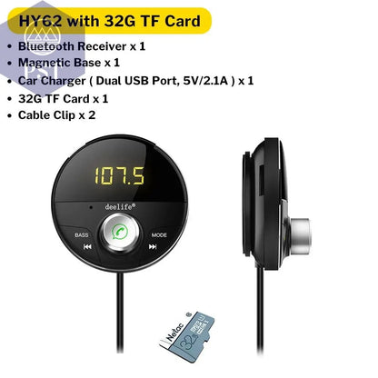 Deelife Bluetooth AUX Adapter in Car Handsfree Kit BT 5.0 Audio Receiver for Auto Phone Hands Free Carkit FM Transmitter - PST PS Tradings