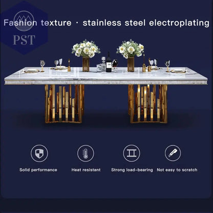 Eleganter Esstisch mit Stühlen Designer Esszimmer Marmor Style Esstisch Set PST PS Tradings Esstisch PST PS Tradings  PST PS Tradings
