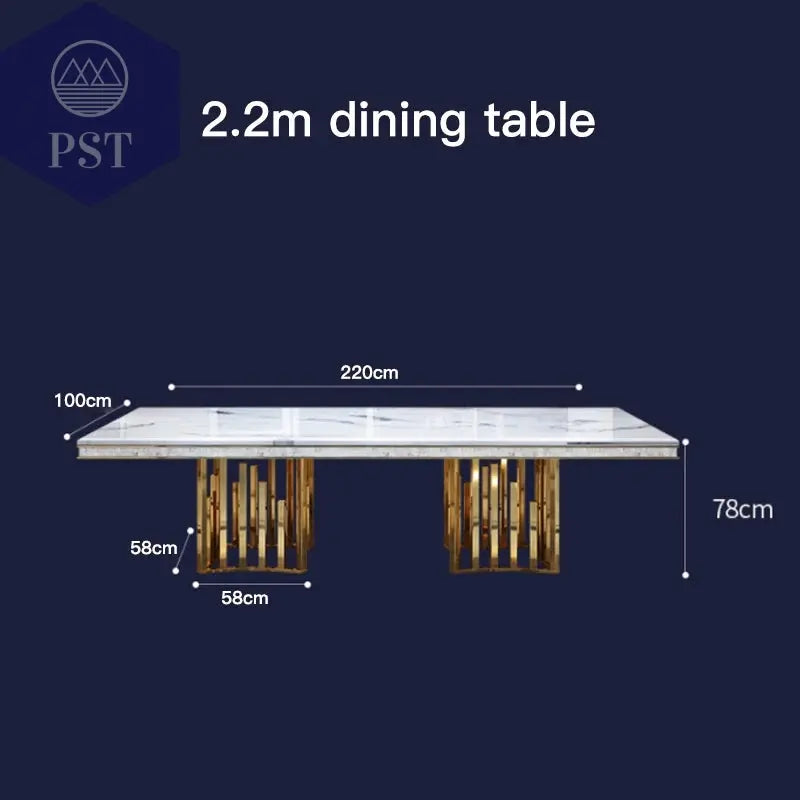 Eleganter Esstisch mit Stühlen Designer Esszimmer Marmor Style Esstisch Set PST PS Tradings Esstisch PST PS Tradings  PST PS Tradings