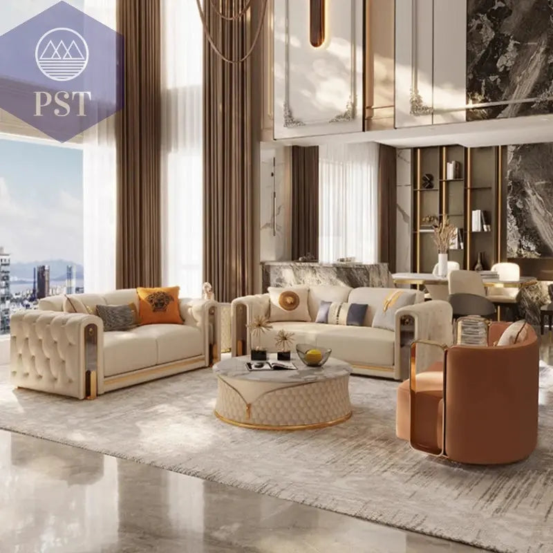 Elegantes Leder Sofa Set Luxus Couch PST PS Tradings Sofa PST PS Tradings  PST PS Tradings Elegantes Leder Sofa Set Luxus Couch Sofa