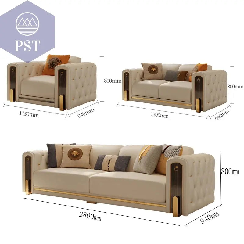 Elegantes Leder Sofa Set Luxus Couch PST PS Tradings Sofa PST PS Tradings set-B PST PS Tradings Elegantes Leder Sofa Set Luxus Couch Sofa