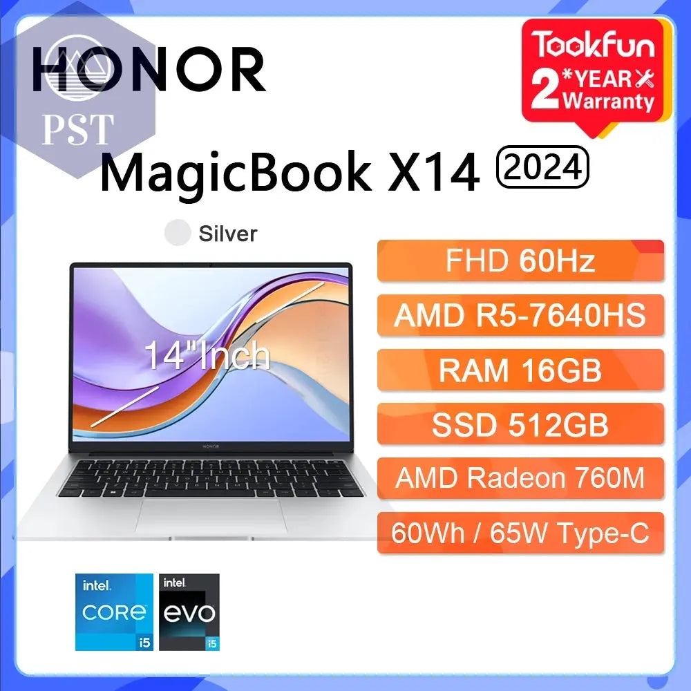 HONOR MagicBook X14 Pro Intel i5 16GB RAM 512GB Laptop PST PS Tradings Laptops PST PS Tradings R5-7640HS-16GB-512GB-EU-CHINA PST PS Tradings HONOR MagicBook X14 Pro Intel i5 16GB RAM 512GB Laptop Laptops