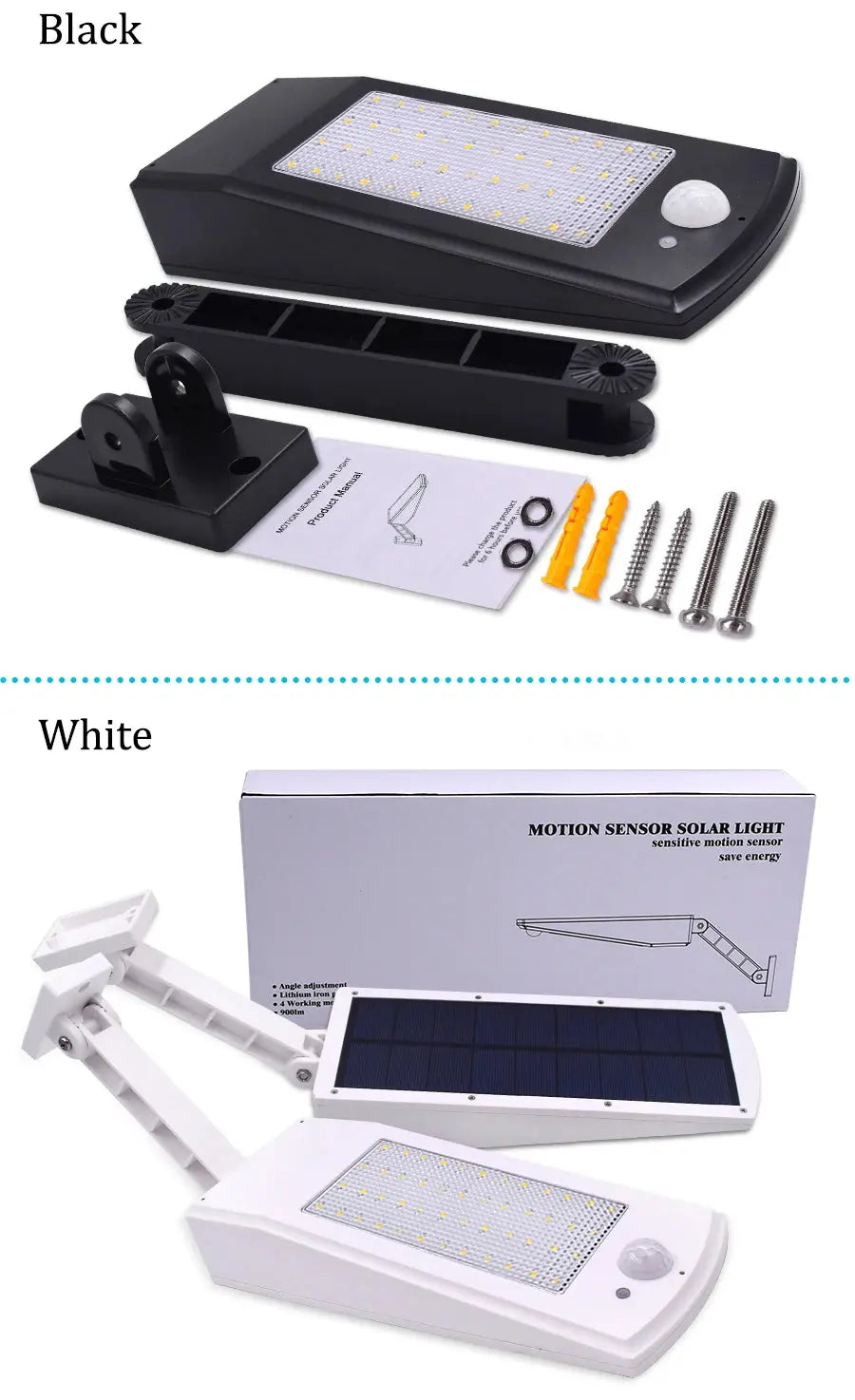 900lm Led Solar Licht Im Freien Wasserdichte Beleuchtung Für Garten Wand 48 leds Vier Modi Drehbare Pol Solar Lampe Neueste       PST PS Tradings