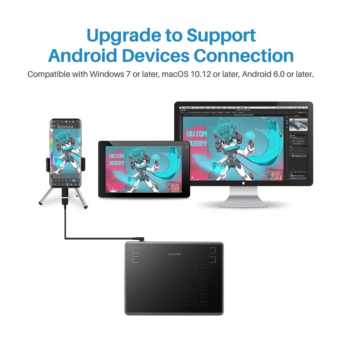 HUION H430P Digital Tablets Micro USB Signature Graphics Drawing Pen Tablet OSU Game Battery-Free Tablet Android Mac Windows       PST PS Tradings