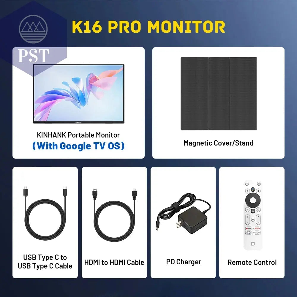 K16 Pro 16'' Gaming Monitor mit Google TV 144Hz PST PS Tradings  PST PS Tradings K16-Pro-gtv-EU-Plug-CHINA PST PS Tradings K16 Pro 16'' Gaming Monitor mit Google TV 144Hz