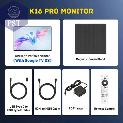 K16 Pro 16'' Gaming Monitor mit Google TV 144Hz PST PS Tradings  PST PS Tradings K16-Pro-gtv-EU-Plug-CHINA PST PS Tradings K16 Pro 16'' Gaming Monitor mit Google TV 144Hz