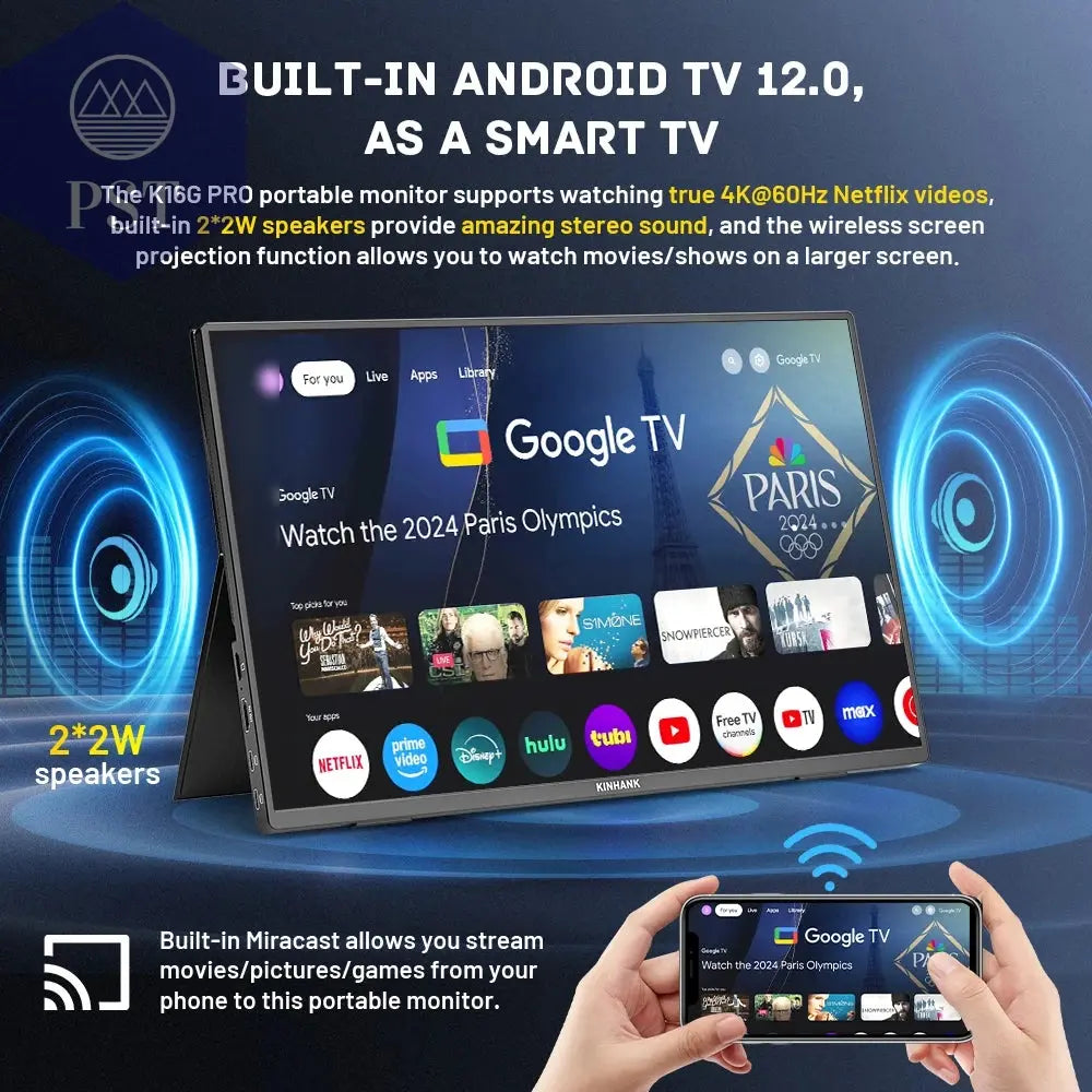 K16 Pro 16'' Gaming Monitor mit Google TV 144Hz PST PS Tradings  PST PS Tradings  PST PS Tradings K16 Pro 16'' Gaming Monitor mit Google TV 144Hz