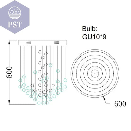 Luxuriöse LED Kristall Deckenleuchte Entrée Wohnzimmer Deckenbeleuchtung PST PS Tradings Deckenleuchte PST PS Tradings Blue-Stone-Warm-Light-Dia60xH80cm PST PS Tradings