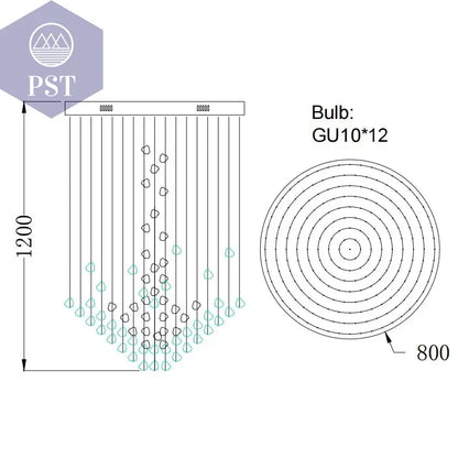 Luxuriöse LED Kristall Deckenleuchte Entrée Wohnzimmer Deckenbeleuchtung PST PS Tradings Deckenleuchte PST PS Tradings Blue-Stone-Warm-Light-Dia80xH120cm PST PS Tradings