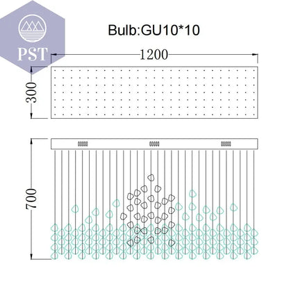 Luxuriöse LED Kristall Deckenleuchte Entrée Wohnzimmer Deckenbeleuchtung PST PS Tradings Deckenleuchte PST PS Tradings Blue-Stone-Warm-Light-L120xW30xH70cm PST PS Tradings