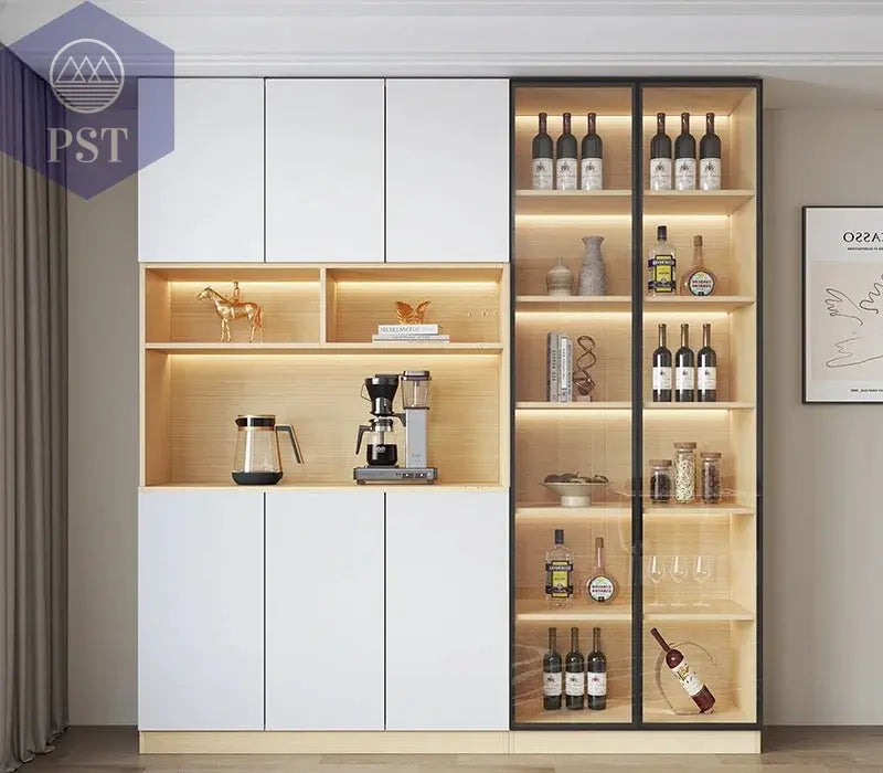 Moderne Wohnzimmerschrank mit Glastüren PST PS Tradings  PST PS Tradings 200x40x220cm-Style7 PST PS Tradings