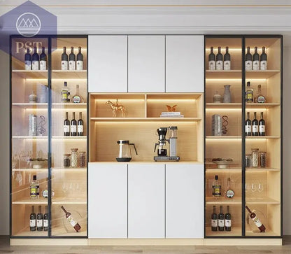 Moderne Wohnzimmerschrank mit Glastüren PST PS Tradings  PST PS Tradings 280x40x220cm-Style15 PST PS Tradings