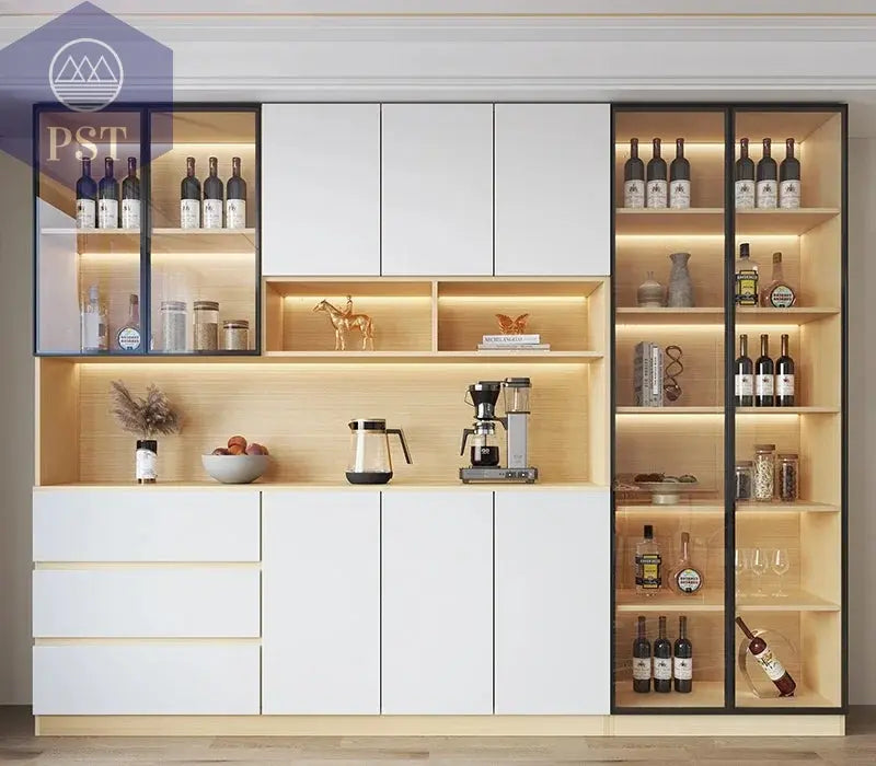 Moderne Wohnzimmerschrank mit Glastüren PST PS Tradings  PST PS Tradings 280x40x220cm-Style16 PST PS Tradings