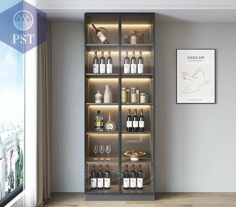 Moderne Wohnzimmerschrank mit Glastüren PST PS Tradings  PST PS Tradings 80x40x220cm-C PST PS Tradings