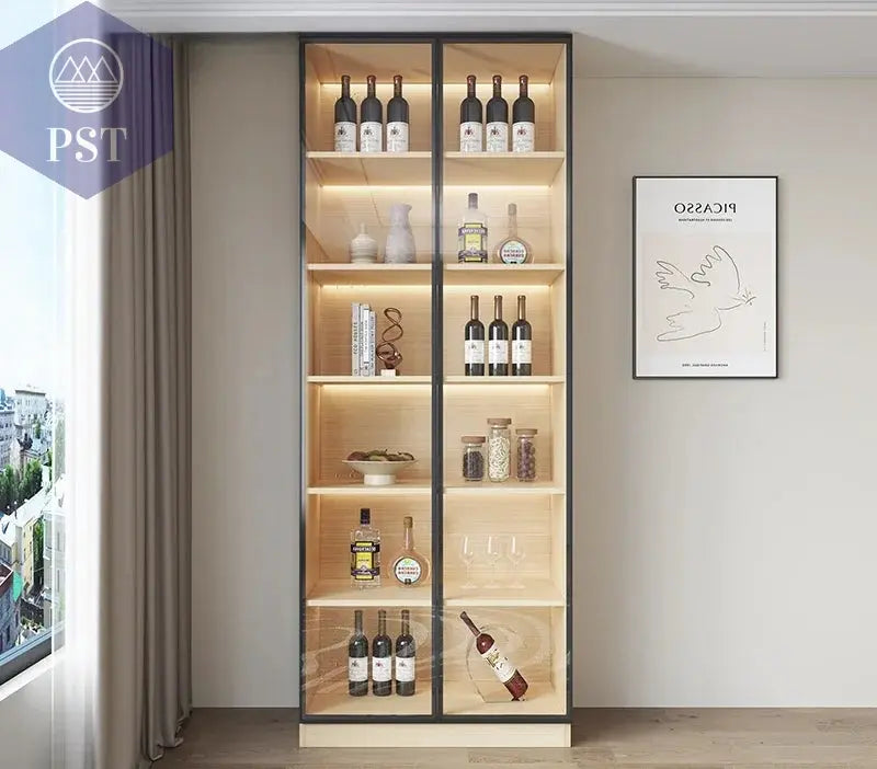 Moderne Wohnzimmerschrank mit Glastüren PST PS Tradings  PST PS Tradings 80x40x220cm-X PST PS Tradings