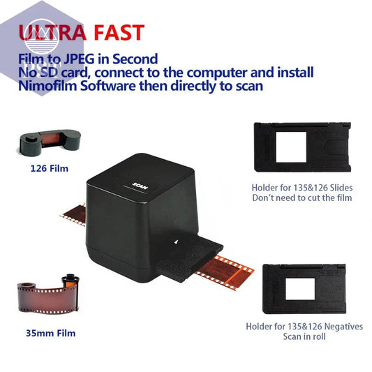 Portable Negative Film Scanners 35mm 135 Slide Film Converter Photo Digital Image 17.9 Mega Pixels Monochrome Slide Film Scanner - Property & Safety Tradings