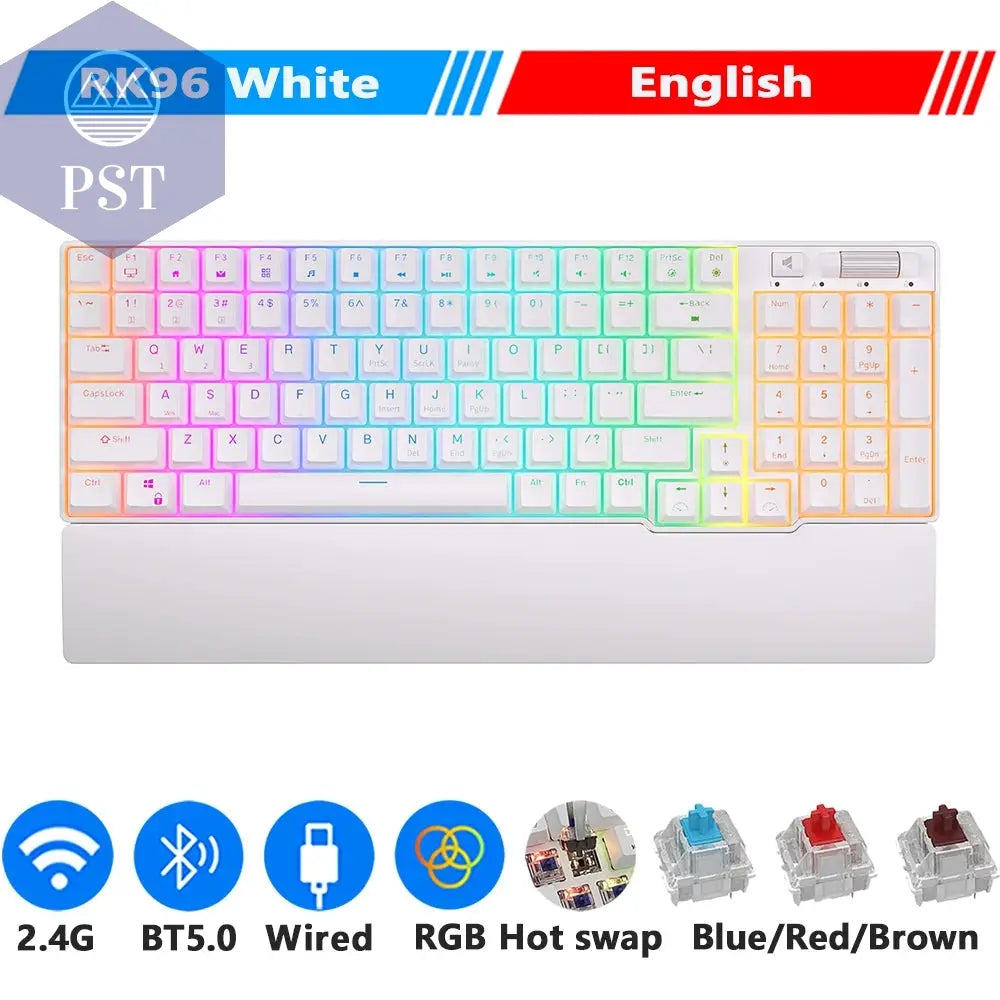 RK96 Kabellose RGB Gaming Tastatur PST PS Tradings  English White / Red Switch / CHINA RK96 Kabellose RGB Gaming Tastatur