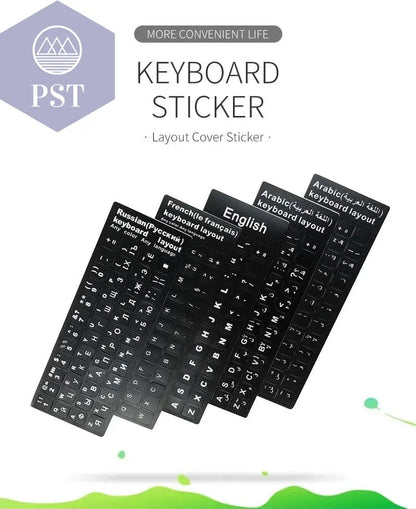 Russian French English Arabic Spanish Portuguese Hebrew Keyboard Stickers Letter Alphabet Layout Sticker For Laptop Desktop PC - PST PS Tradings
