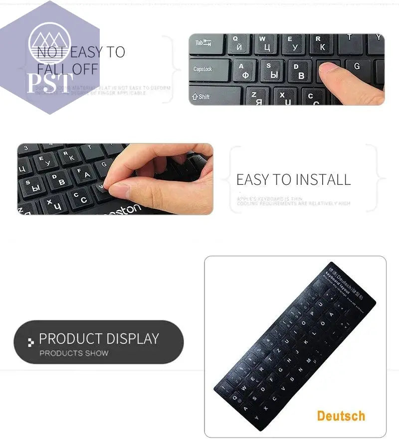 Russian French English Arabic Spanish Portuguese Hebrew Keyboard Stickers Letter Alphabet Layout Sticker For Laptop Desktop PC - PST PS Tradings