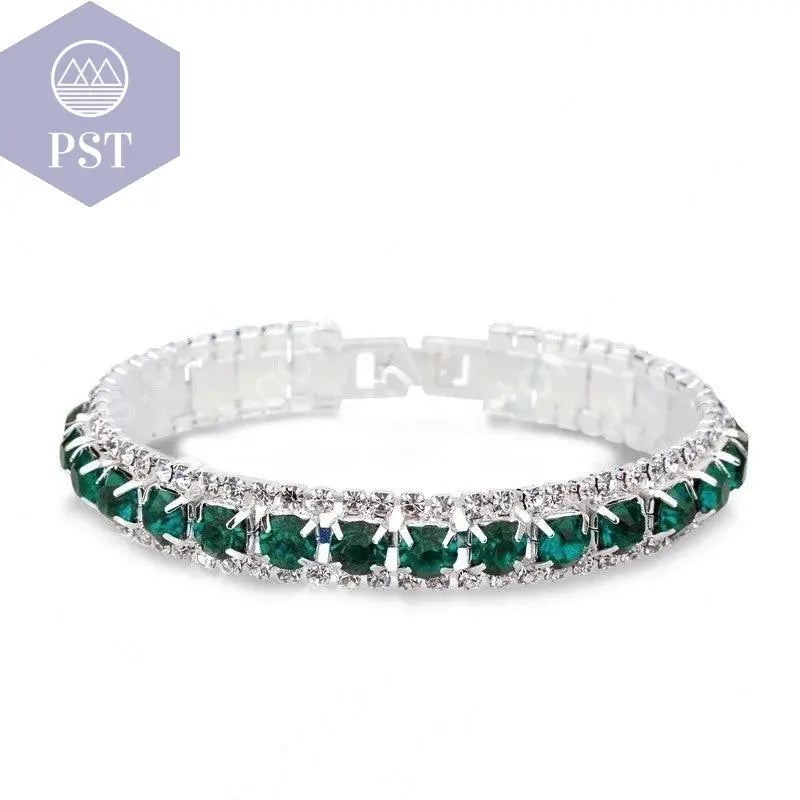 Silver Women Classic Jewelry Red Cubic Zircon Bracelet& Bangle present - PST PS Tradings