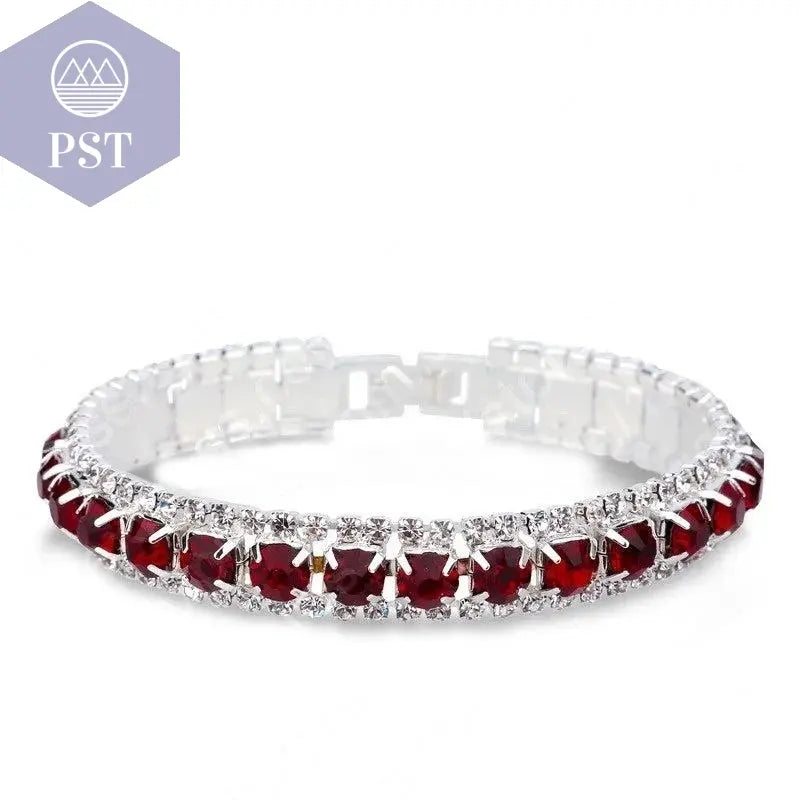 Silver Women Classic Jewelry Red Cubic Zircon Bracelet& Bangle present - PST PS Tradings