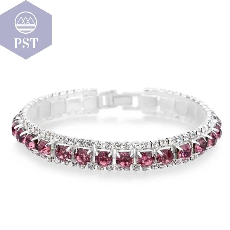 Silver Women Classic Jewelry Red Cubic Zircon Bracelet& Bangle present - PST PS Tradings