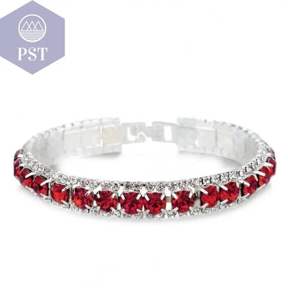 Silver Women Classic Jewelry Red Cubic Zircon Bracelet& Bangle present - PST PS Tradings