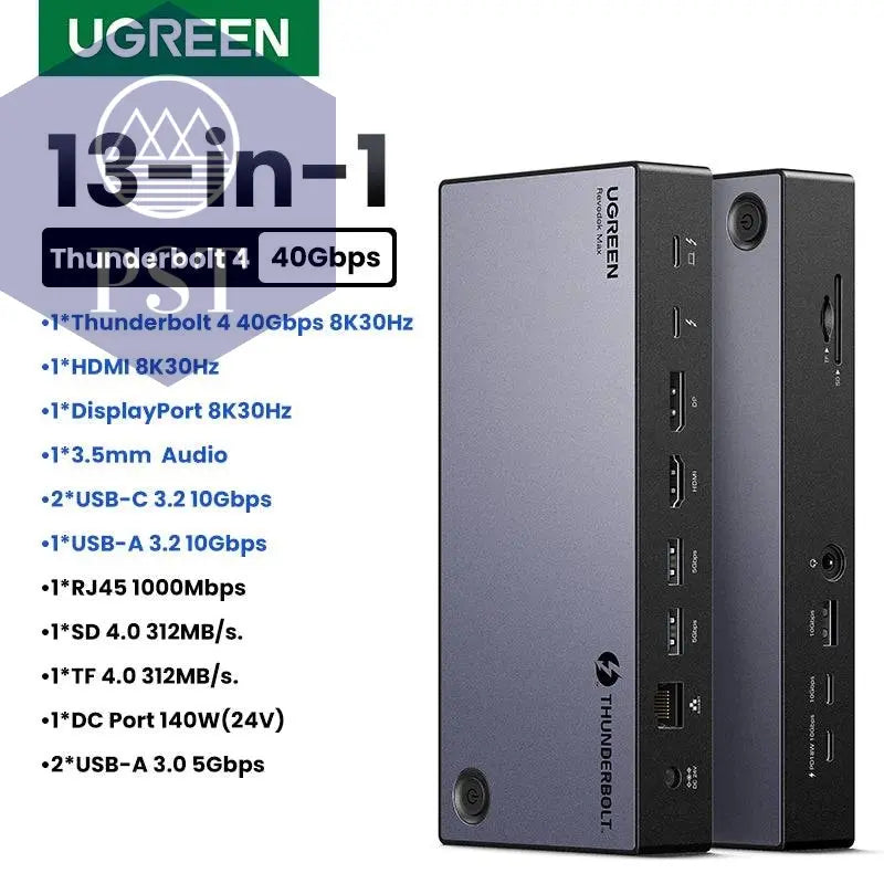 UGREEN Thunderbolt4 Docking Station 13-in-1 40Gbps Triple 4K 60Hz Single 8K 30Hz with HDMI DP RJ45 SD&TF 4.0 for MacBook Laptop - Property & Safety Tradings
