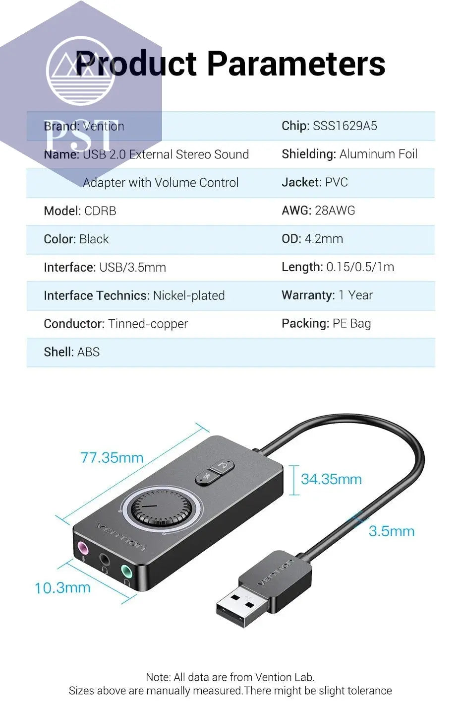 Vention USB External Sound Card USB to 3.5mm Audio Adapter USB to Earphone Microphone for Macbook Computer Laptop PS4 Sound Card       PST PS Tradings