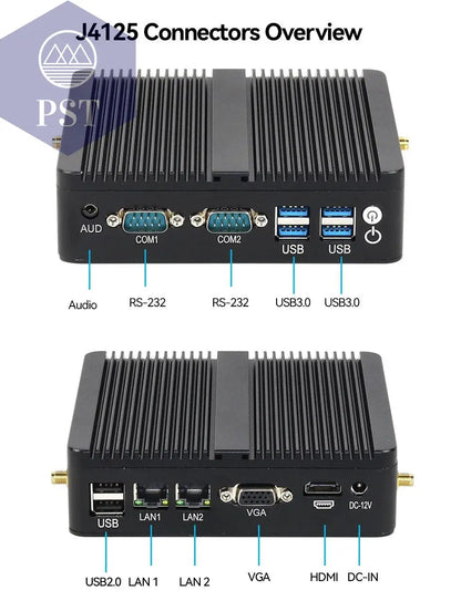 XCY Fanless Mini PC Intel Celeron J4125 2x GbE LAN 2x RS232 HDMI VGA Support WiFi 4G LTE Windows 10 Linux Industrial Computer       PST PS Tradings